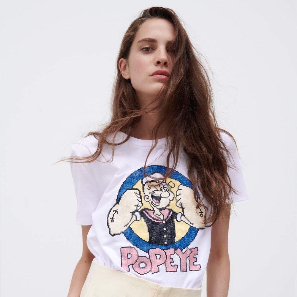 ZARA x POPEYE Embroidered Tee T-Shirt